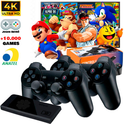 M8 4K Retro Game Stick, HD Home Video Retro Game Console with 2 Wireless Controllers, HDMI Output, 20000+ Built-in Games (128GB)