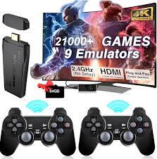 M8 4K Retro Game Stick, HD Home Video Retro Game Console with 2 Wireless Controllers, HDMI Output, 20000+ Built-in Games (128GB)